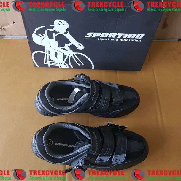 Sepatu Sepeda RPM Roadbike MTB Cleat Sportino Touring Hitam