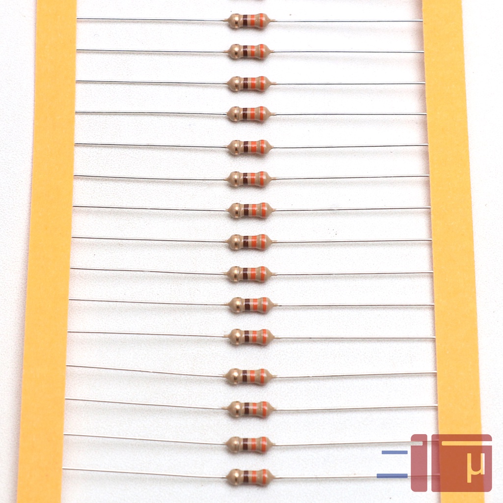 X10 Resistor 330R 330 Ohm 1/4W Karbon 5% Taiwan Kaki Tembaga
