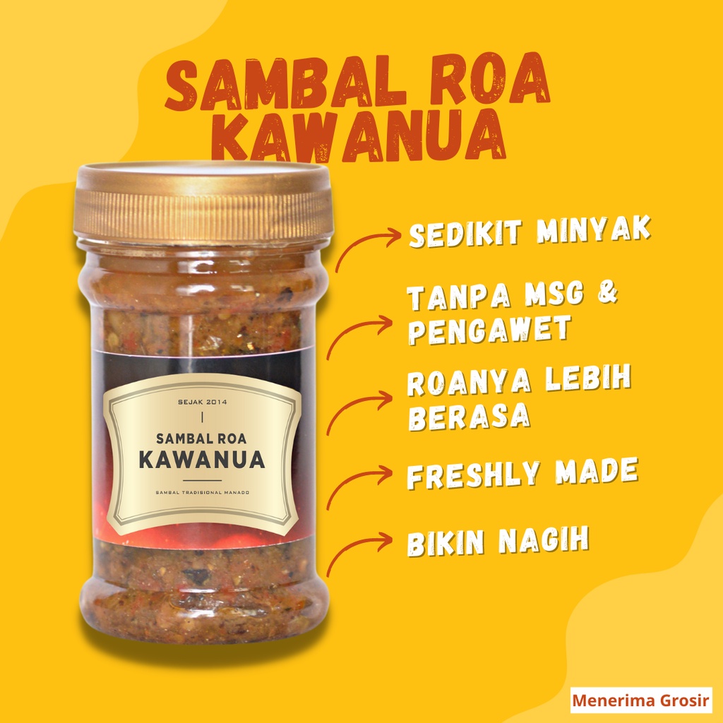 

Sambal Roa Kawanua | Khas Manado | 170Gr | Tanpa MSG | Dijamin Nagih | Roanya lebih berasa
