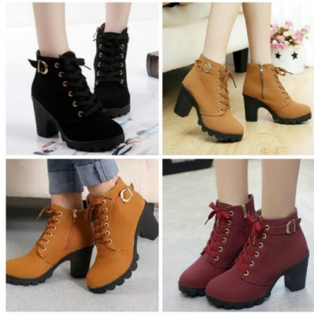 NewSepatu wanita Cod BOOTS WANITA ZIPER TALI KOREA SEPATU CATS