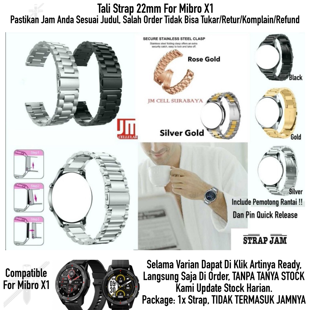 Metal Tali Jam Tangan Mibro X1 - Strap 22mm Stainless Steel Bukan Hollow