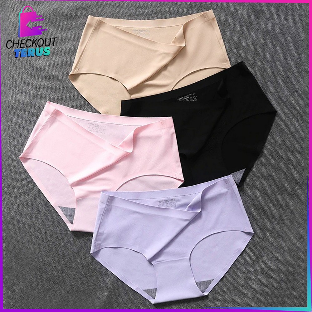 CT P38 CD Seamless Wanita Polos Celana Dalam Seamless CD Cewek Tanpa Jahitan Ice Silk Panties Underwear Celana Dalam Polos Wanita