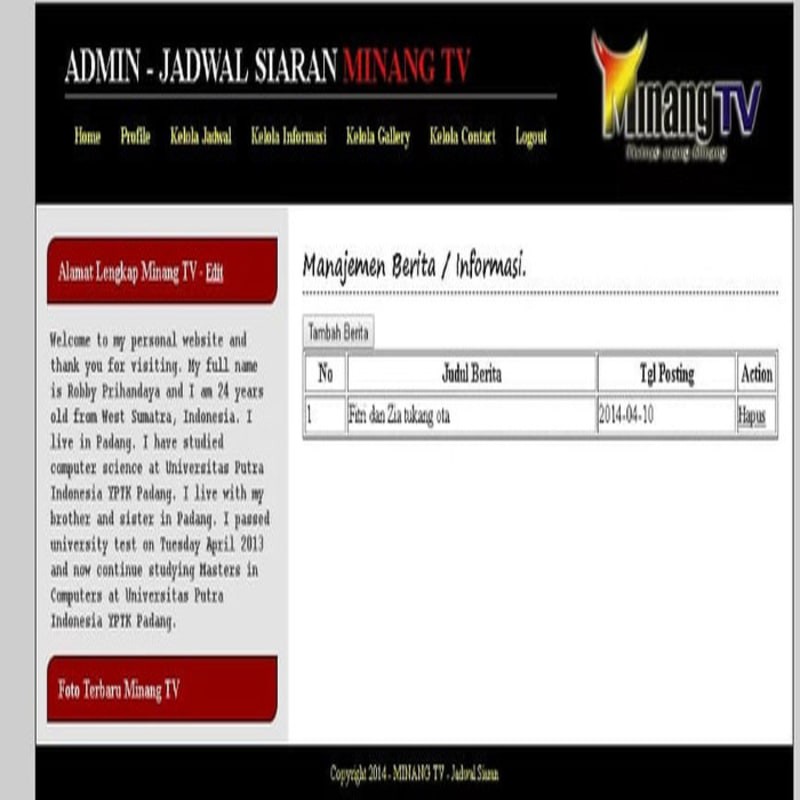Source Code - Sistem Informasi Manajemen Jadwal Siaran TV