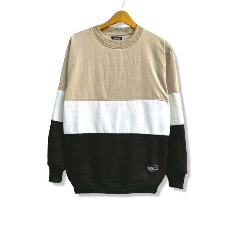 Sweater Crewneck 3D Crem Putih Hitam Sweater Pria Wanita