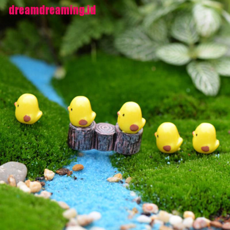 (dreamdreaming.id) 5pcs Miniatur Ayam Kuning Untuk Dekorasi Taman mini / Rumah Boneka / Terrarium DIY