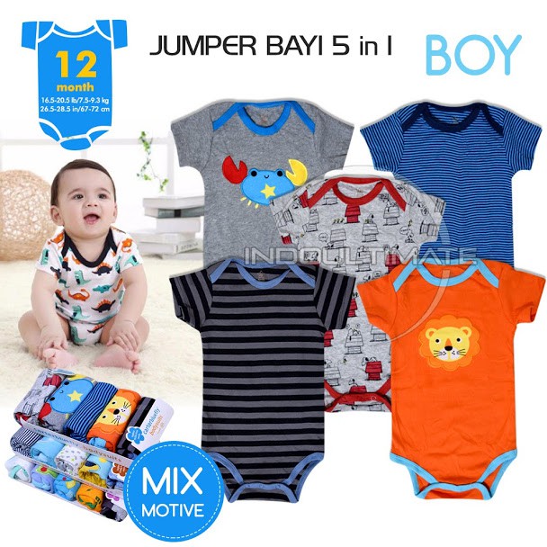 Baju Bayi Newborn 5in1 / Jumsuit Bayi Baru Lahir 0-2 Tahun / Jumpsuit Anak Laki-Laki BC-01-4