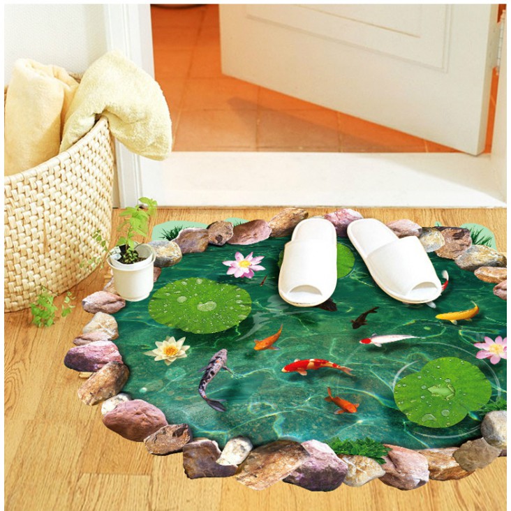 3D Wallpaper Sticker Dinding 90 x 60cm - WPP001 - Ikan Koi