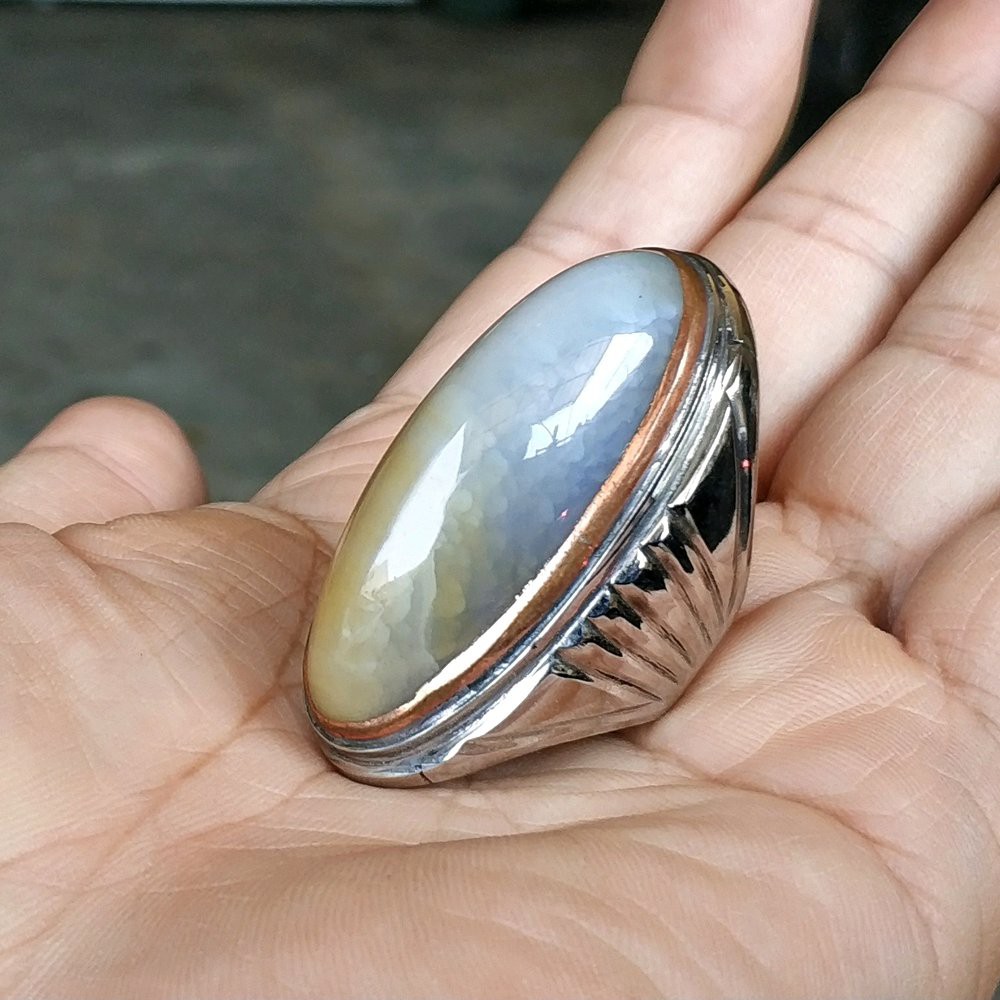 CINCIN BATU AKIK NATURAL PANDAN LUMUT LAWAS SERAT BETOK