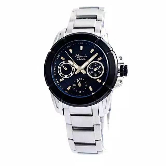 Alexandre Christie cewe chrono aktif tgl & hari 6226 silver plat hitam