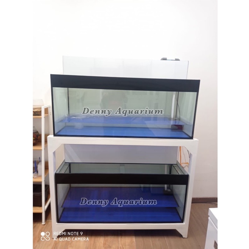 AQUARIUM KACA UKURAN 100x50x50cm SET TOP FILTER DAN RAK HOLLO 4x6
