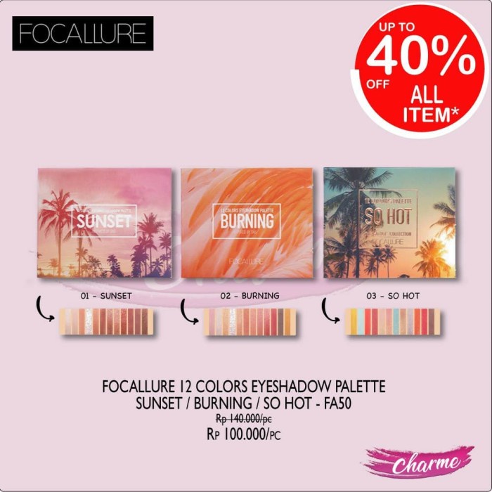 (READY &amp; ORI!) Focallure 12 Colors Eyeshadow Palette Sunset Burning So Hot - FA50 FA 50