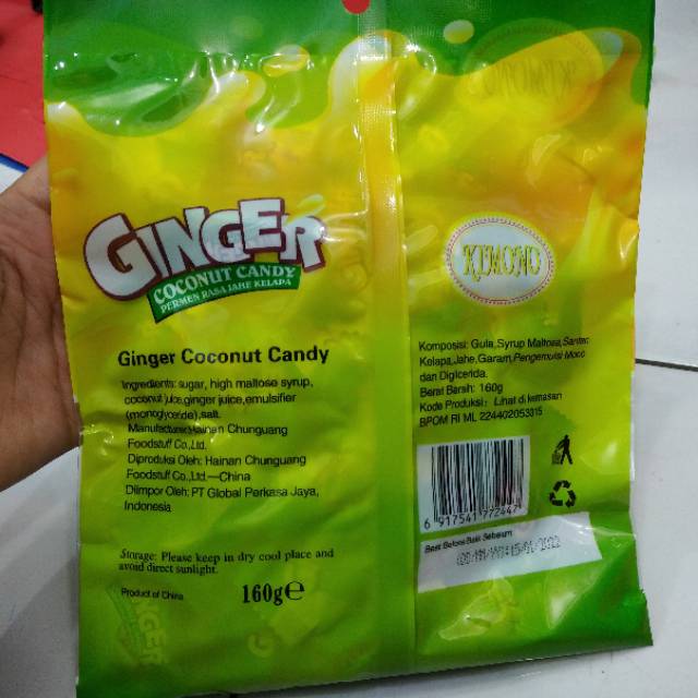 Permen Ginger Coconut Candy Kimono Permen Herbal Jahe Kelapa