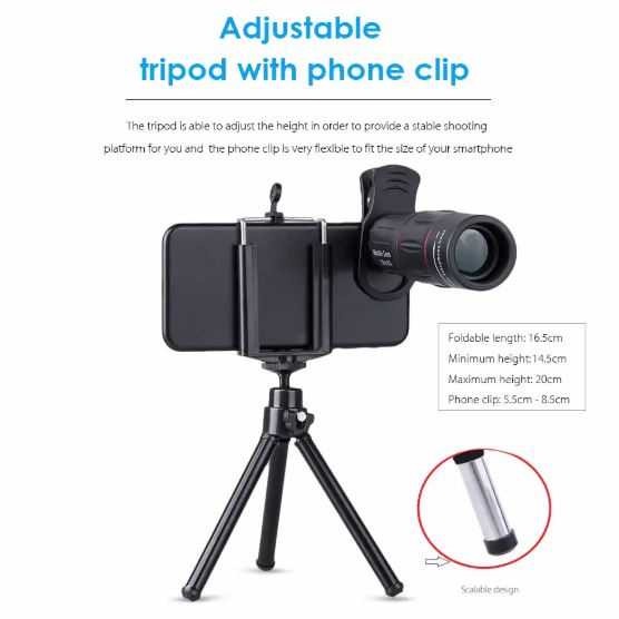 Lensa Tele HP Smartphone 18X Telescope Outdoor Monocular Tripod Mini