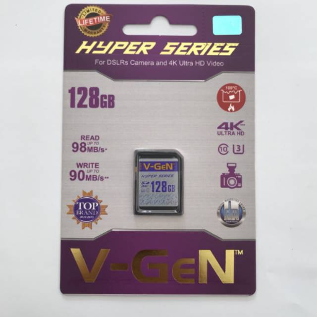 SD Card 128GB Class 10 V-GeN Hyper Series Memory Card 128 GB Vgen