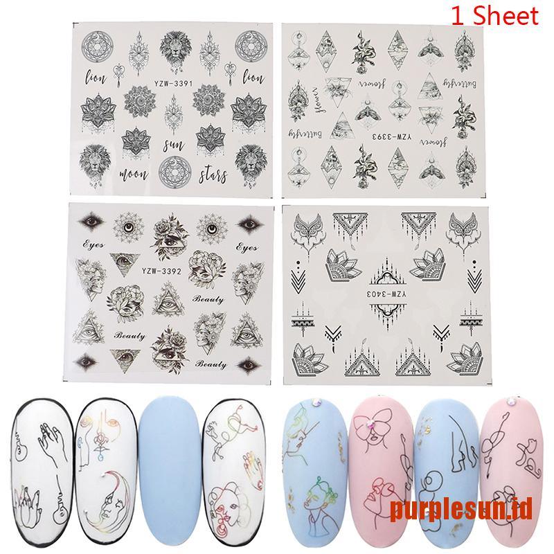 Stiker Transfer Air Desain Bunga Hitam Putih Untuk Nail Art Shopee Indonesia