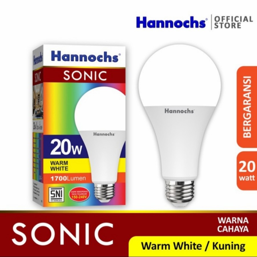 LAMPU HANNOCHS SONIC 20 WATT CAHAYA KUNING 3000K WARM WHITE