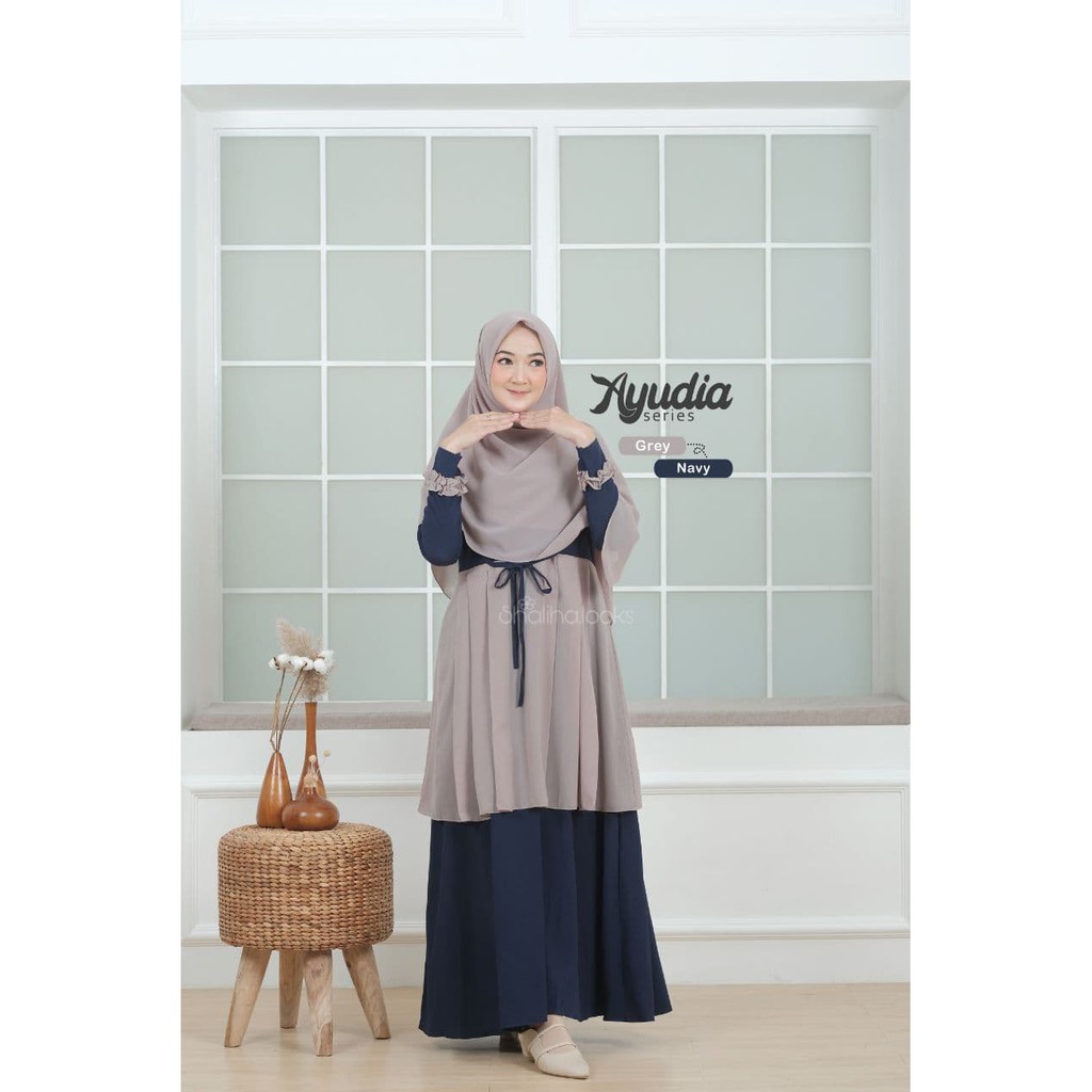 Gamis set Ayudia series polos premium original shaliha looks