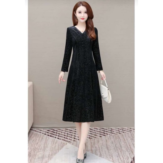 dress Korea v neck glamour