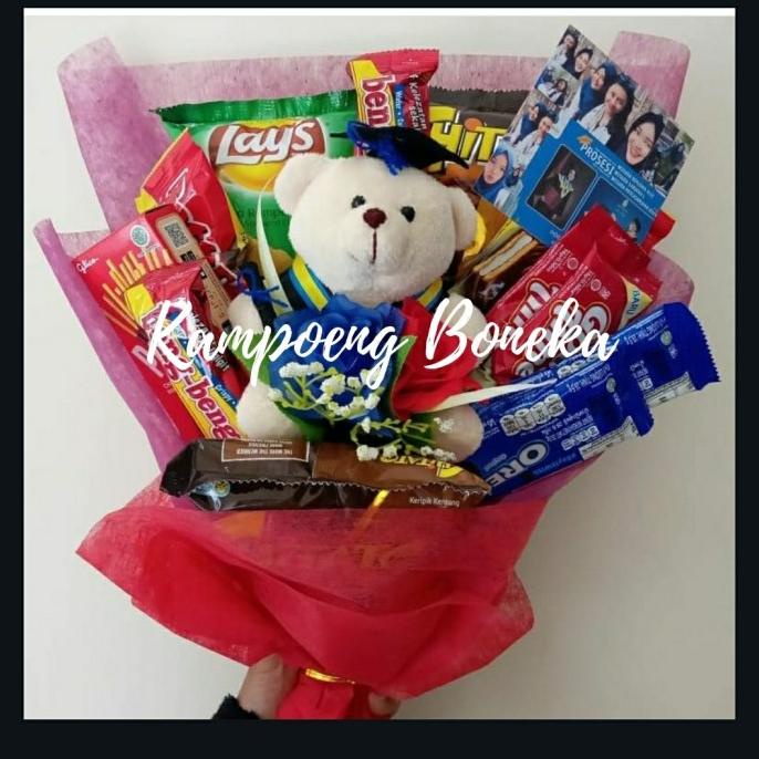Premium Product Bucket Snack+ Boneka Wisuda+ Bunga - Paling Dicari