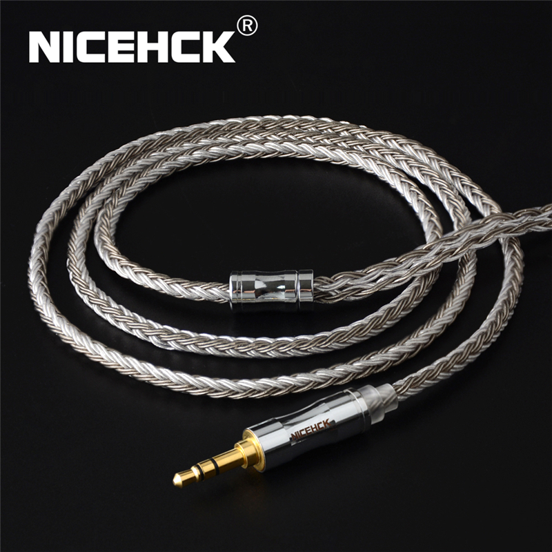 Nicehck C16-4 Kabel Earphone 16 Plug Mmcx Core Lapis Silver 3.5/2.5/4.4mm Untuk Qdc/Nx7/Zx/V3/Qdc/V2 Pin