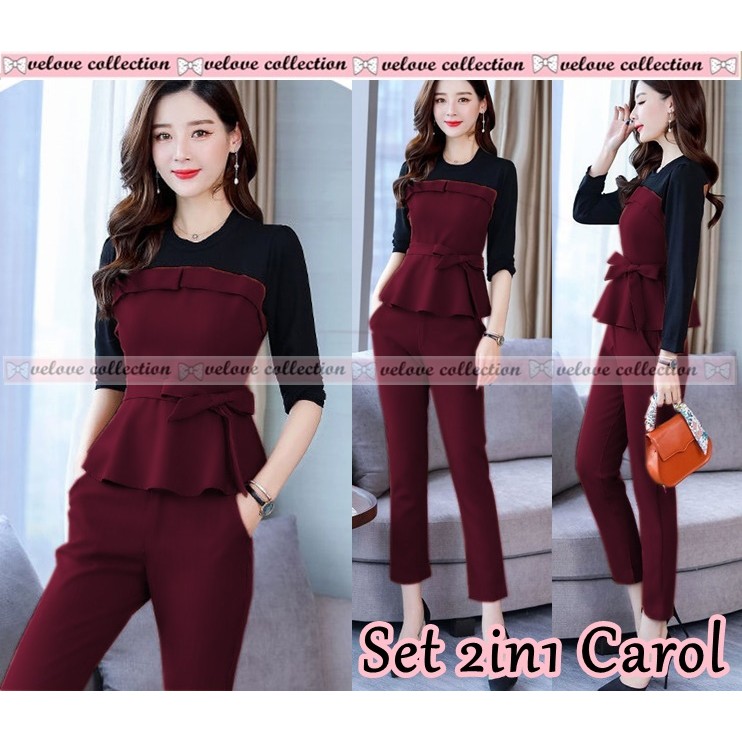 BAJU SETELAN WANITA MURAH KEKINIAN IMPORT KOREAN PREMIUM TERBARU / SETELAN KERJA WANITA KANTOR 618