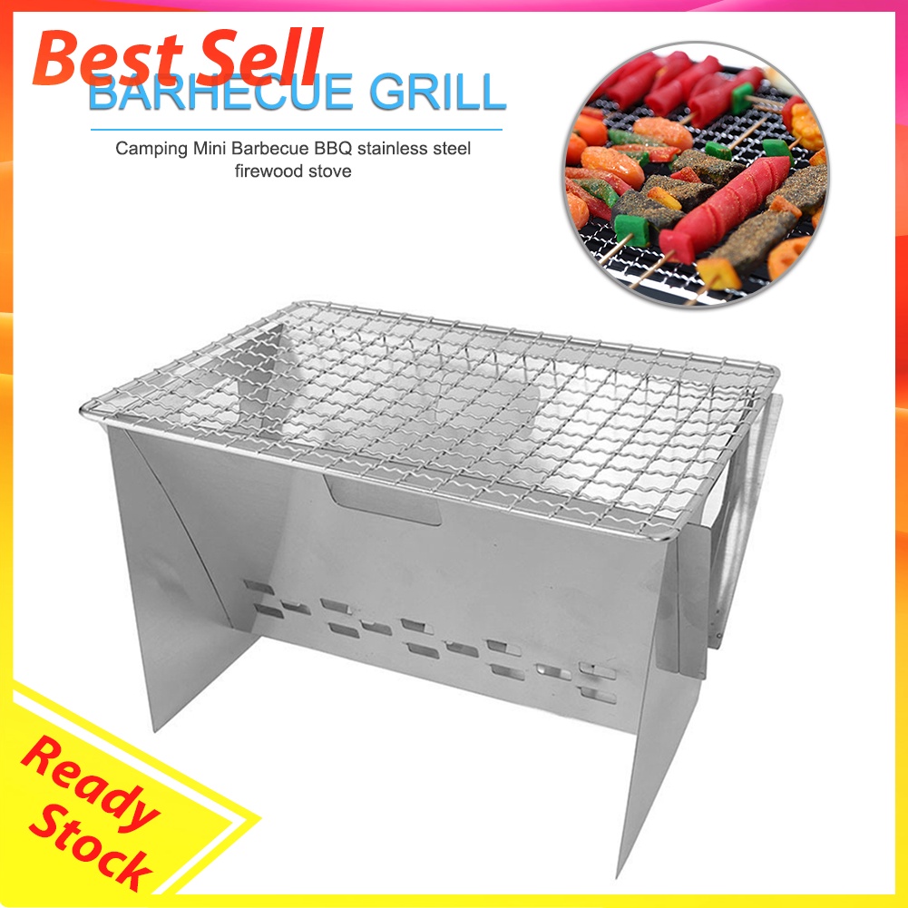 Mini Portable BBQ Grill Stove Stainless Steel Camping Picnic Cooking Tool