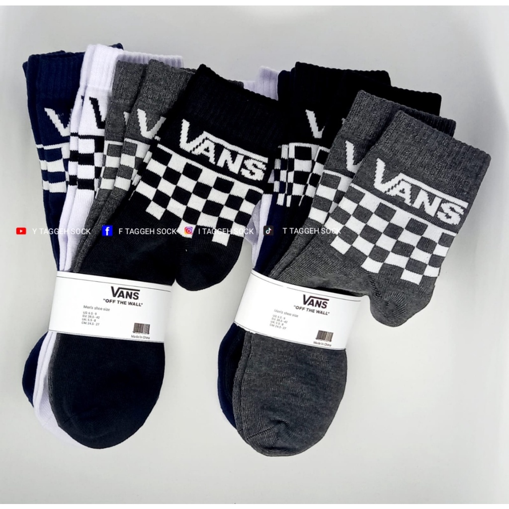 KAOS KAKI SPORT 3/4 MOTIF VANS CATUR / KAOS KAKI VANS / KAOS KAKI PRIA / OLAHRAGA DAN SANTAI