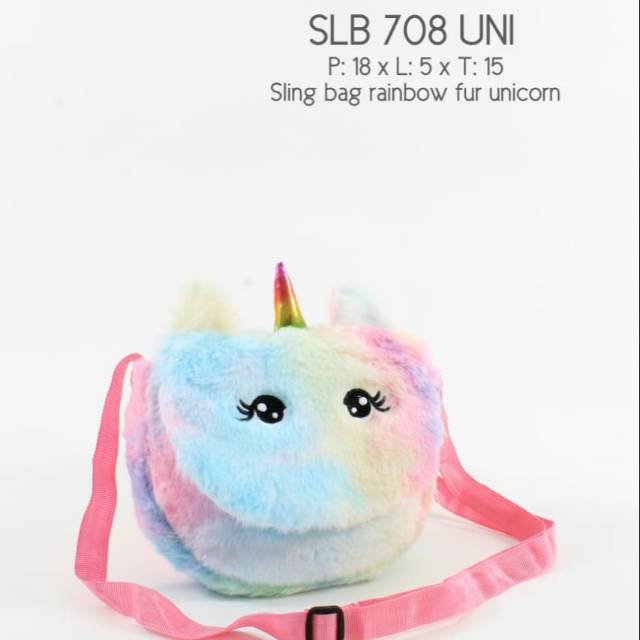 Sling bag rainbown fur unicorn