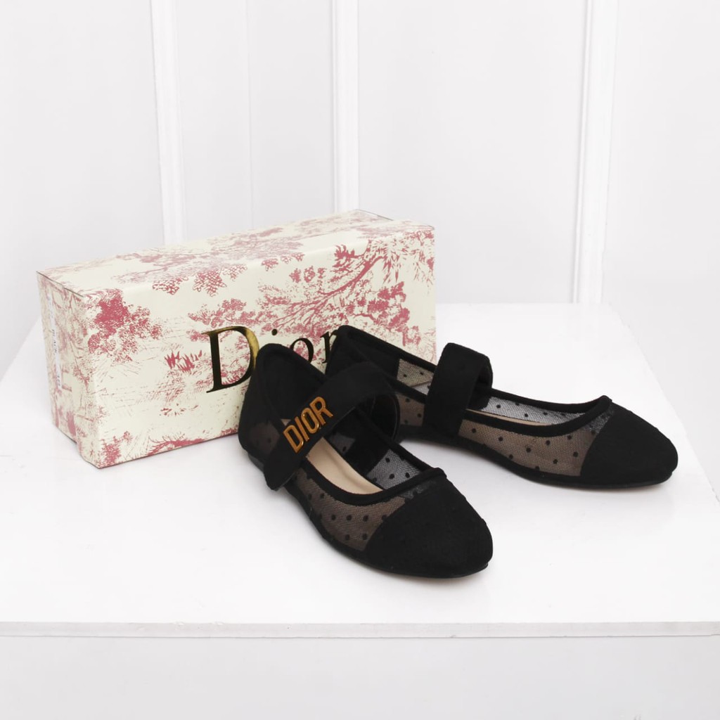 Supplier Sepatu Dior Jadior Baby-D Ballet Dotted Swiss HITAM Seprem S7-77