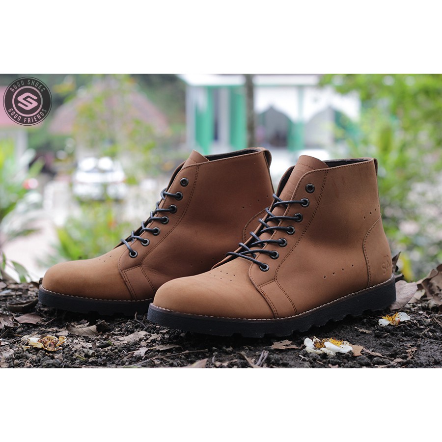 Sauqi Barbados Sepatu Boots Pria Kulit Asli (CH) Tan