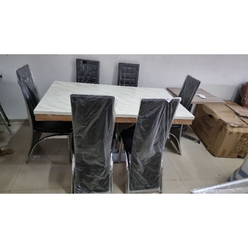 meja makan marmer 6 kursi