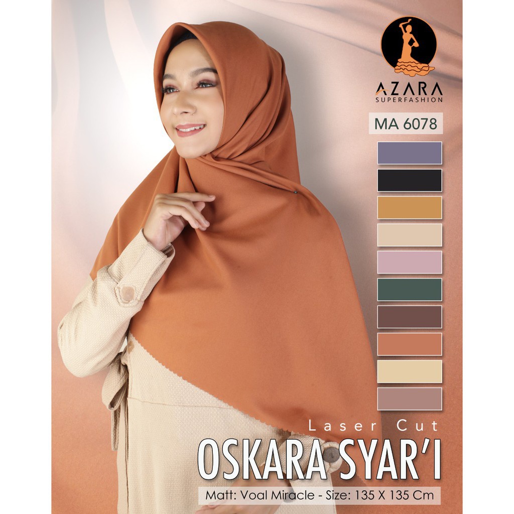 PAKET HEMAT ISI 3 PCS OSKARA SYAR'I LC AZARA, UKURAN 130X130 CM, BARANG IMPORT HIJAB SEGI EMPAT POLOS SYAR'I, KERUDUNG POLOS UKURAN JUMBO