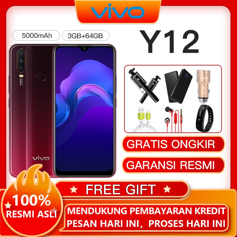 Vivo Y12 HP Y12i Ram 3 GB Rom 32 /64GB GARANSI RESMI 6.35 layar