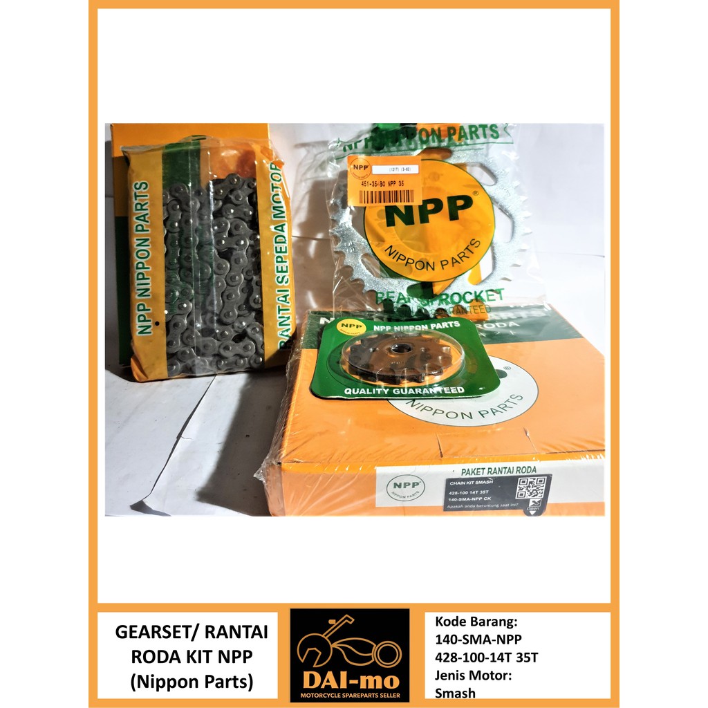 Gear Set Smash NPP/ Gir Set Rantai 428/ Gearset/ Girset/ Rantai Gir/ Rantai Roda Kit Nippon Parts