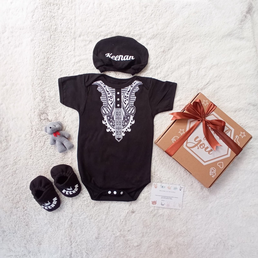 Hampers Baby Hadiah Kado Lahiran Bayi Baby Gift Set Custom Nama Bisa Bayi Perempuan Laki Laki Murah-Koko (hitam)