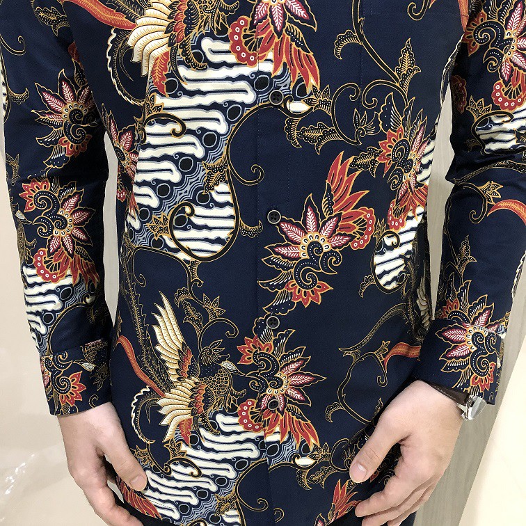 [GRIDLINE - LS072 Dark Navy &amp; Midnight Black - LS096 Black] Baju Kemeja Batik Slimfit Pria Lengan Panjang FULL KATUN Konstruksi 40S  Modern Stylish Elegant Premium Best Seller