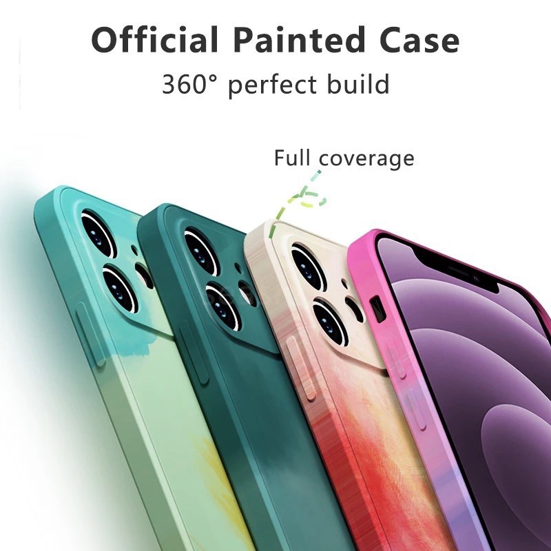 [ TOMCASES ] NEW !!! Silicone Case Watercolor Design LENSCOVER WATERCOLOR