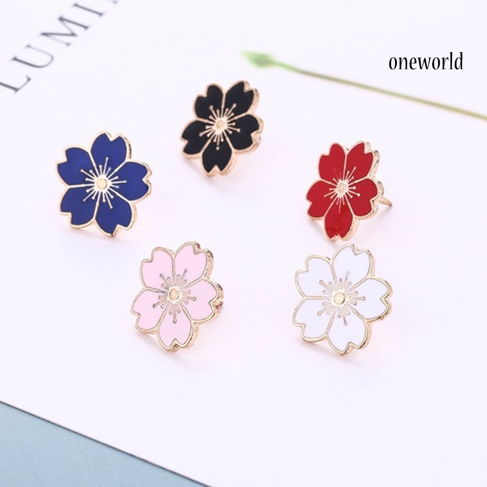 OW@ Sweet Women Cherry Blossom Flower Enamel Brooch Pin Suit Collar Badge Jewelry