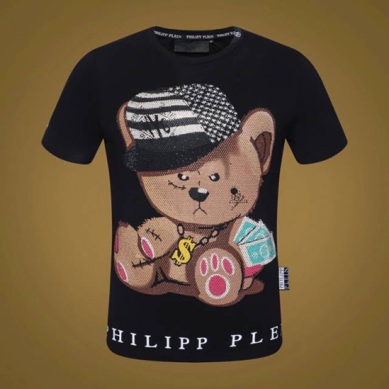 KAOS PHILIPP PLEIN IMPORT PRIA WANITA JERMAN BEAR TEDDY 3D GLITTER