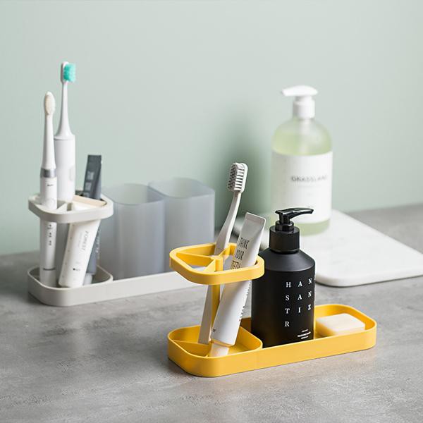 Organizer Sikat Gigi Set Gelas Plastik Shelf Tempat Alat Kamar Mandi Premium Samono SS001 3 Warna t