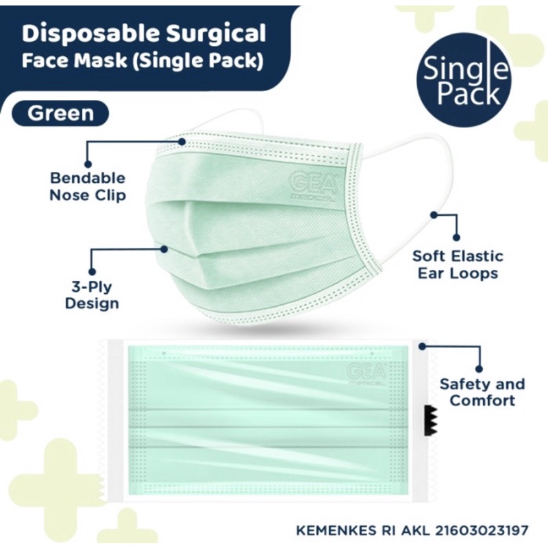 MASKER GEA SINGLE PACK MASKER MEDIS SURGICAL MASK MEDICALONLINE MEDICAL ONLINE