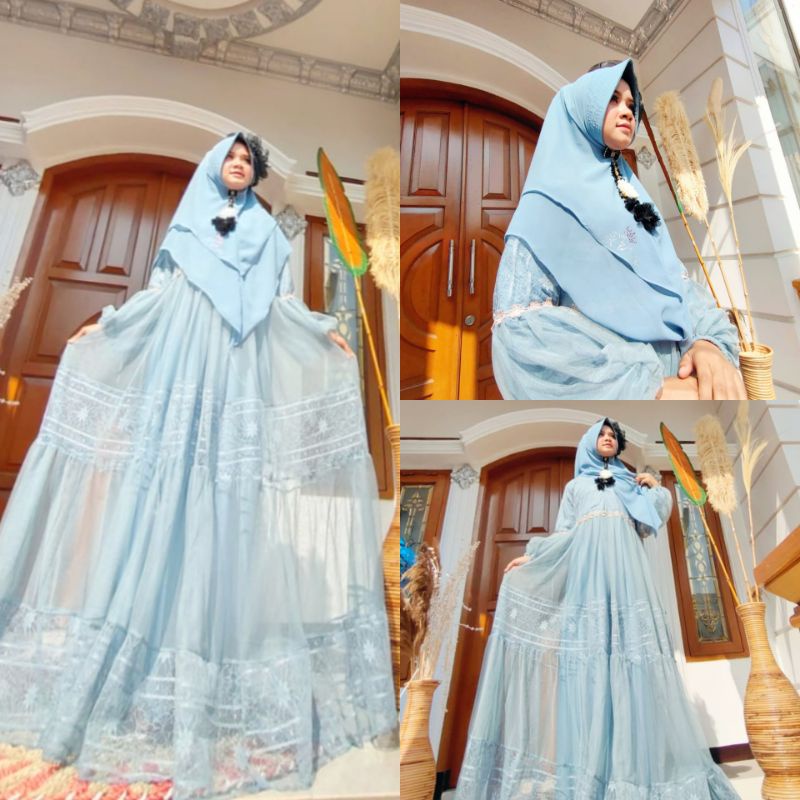 SET GAMIS LEBARAN  SYARI MUSLIMAH | Gamis Brukat | Set Gamis Syari Mewah Murah ORI by IR |Gamis Tile