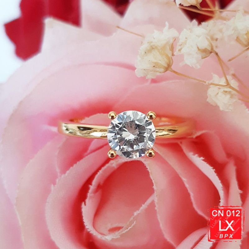 CN 012 Cincin Jumbo Cincin Ukuran Besar Perhiasan Emas Imitasi Cincin Mata Satu Soliter Luxx