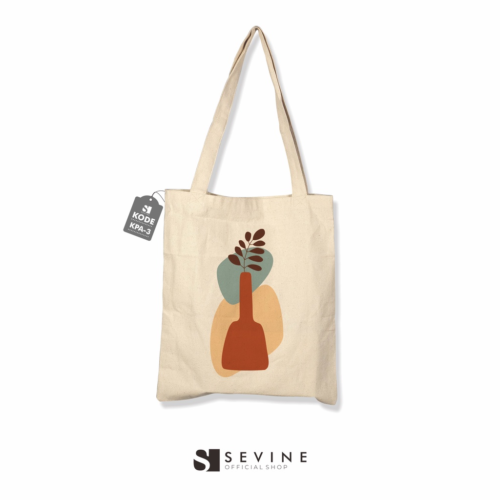 Sevine Tote Bag Kanvas Tas Fashion Totebag Wanita DTF Printing Nordic Aesthetic Series - KPA3