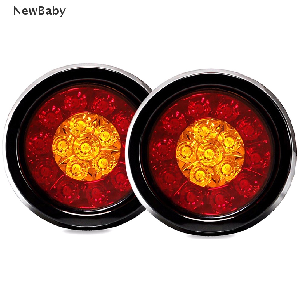 Lampu LED 16smd Bundar 4inch Warna Merah / Amber Untuk Sein / Rem Truk / Trailer