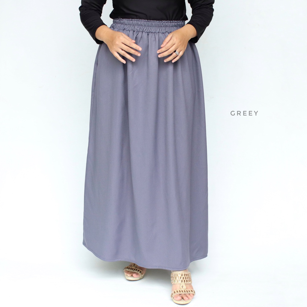 rok panjang mosscrepe / rok model A / rok syar'i wanita / rok polos-greey