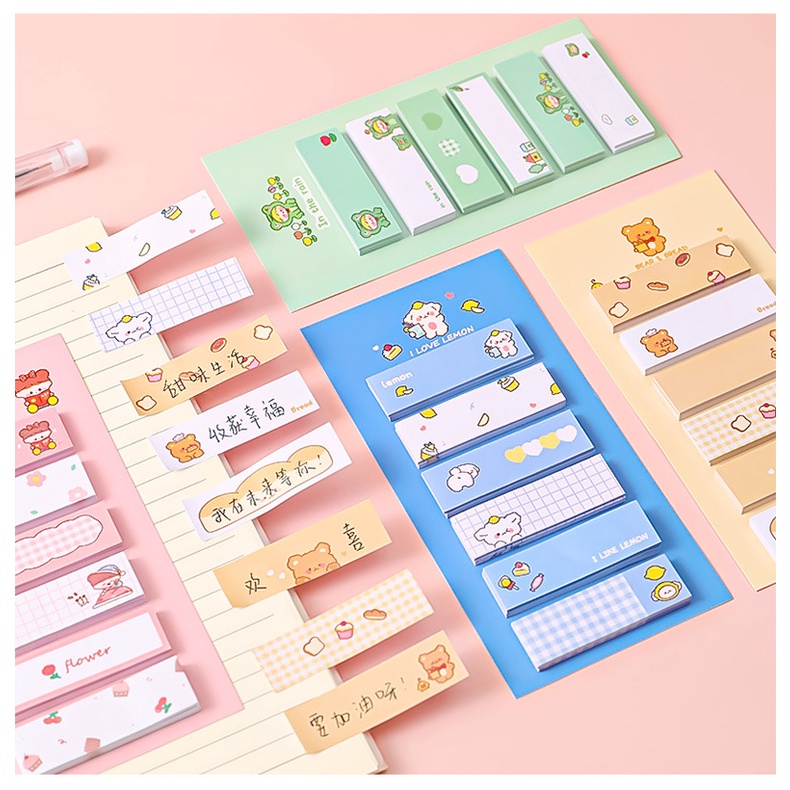 120 Lembar Sticky Notes Motif Kartun Jepang Untuk Buku Tamu Kantor