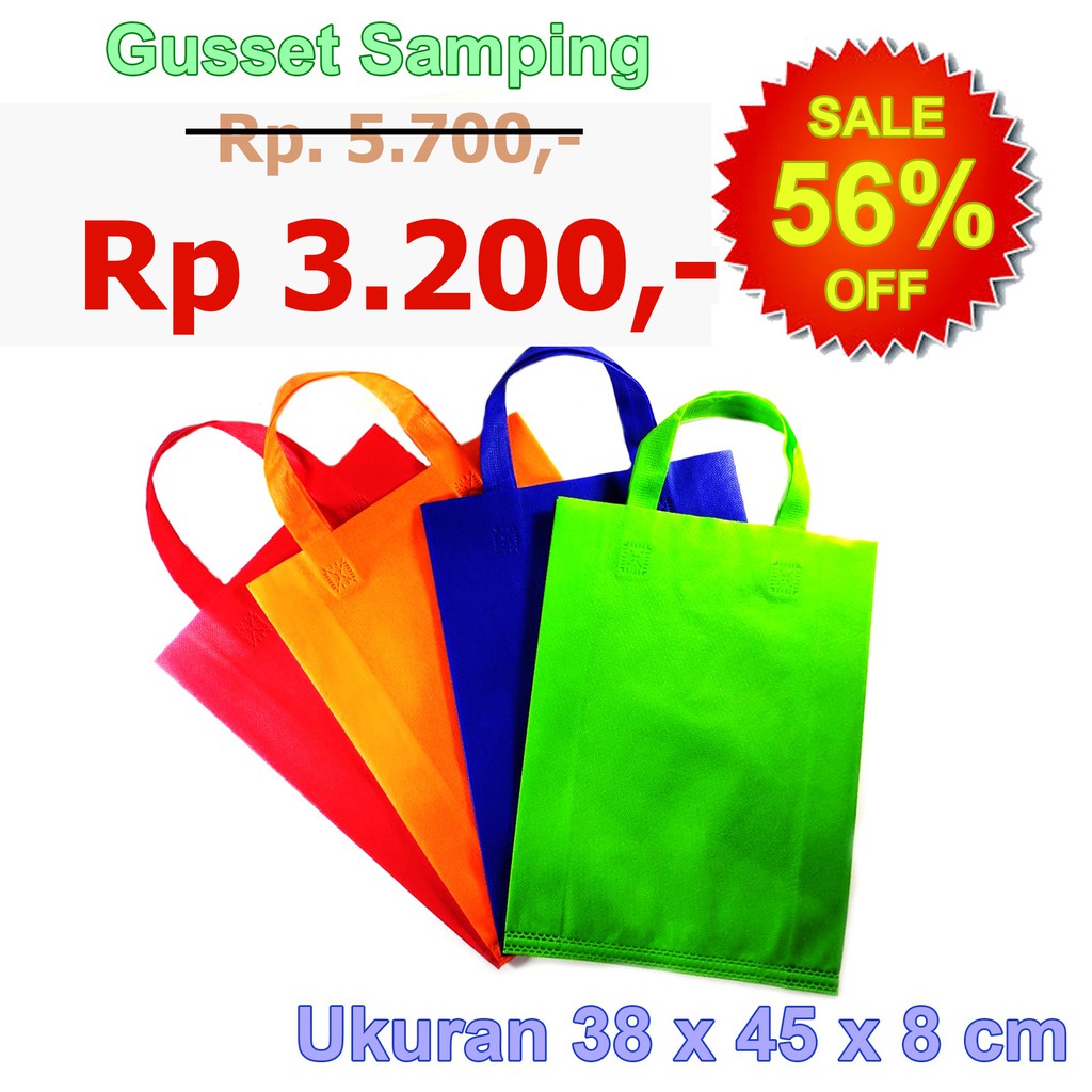 

Tas Spunbond / Pouch Bag / Goodie Bag Model Gusset Samping 38x45x8cm
