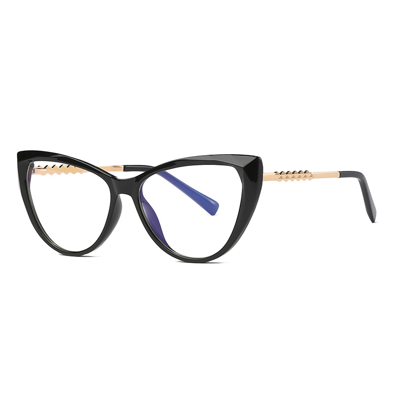 【YUZHU】COD Western Fashion TR90 Bingkai Besar Diamond Crystal Edge Cat Eye Glasses