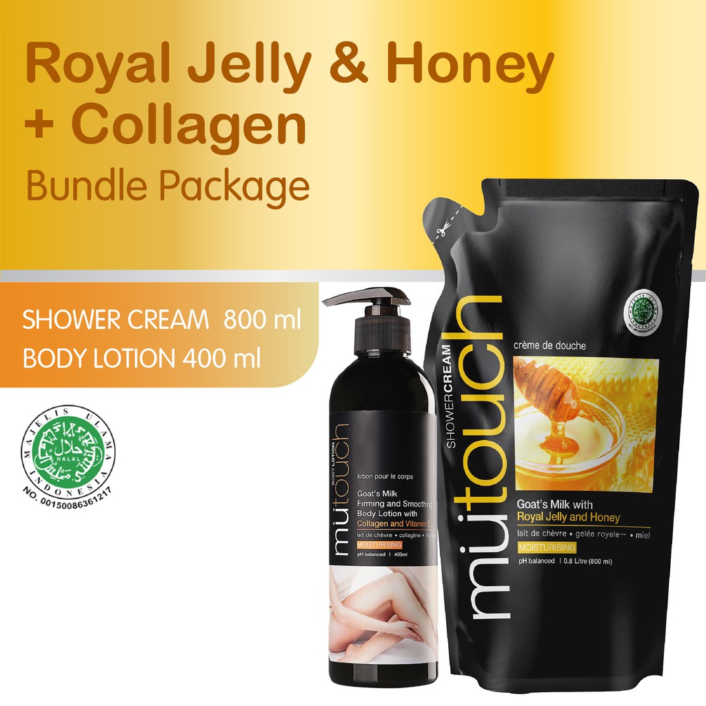 Jual PAKET Mutouch Shower Cream ROYAL JELLY & HONEY 800ml + Body Lotion
